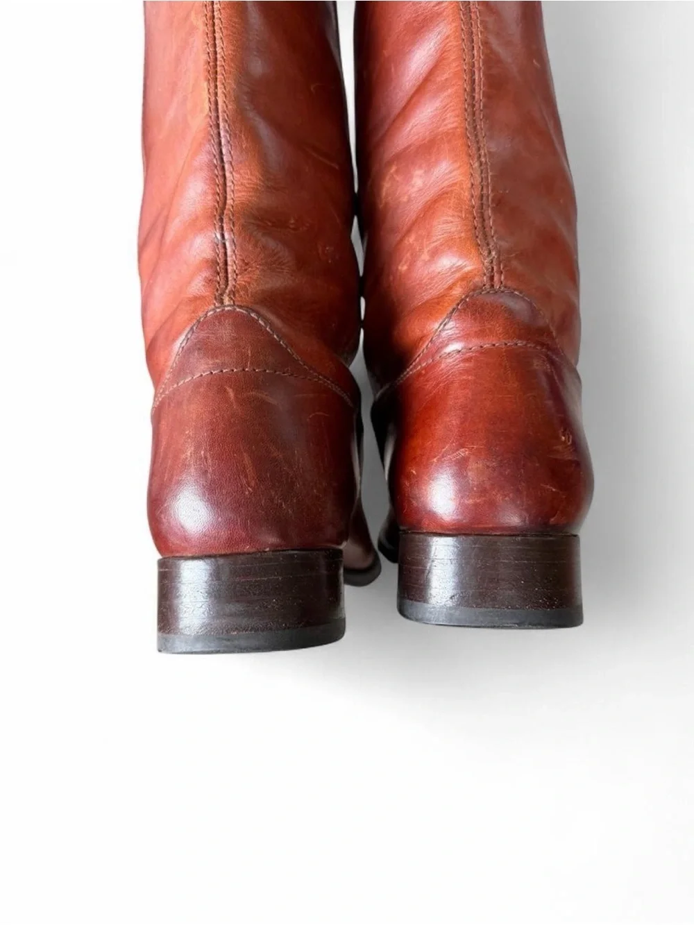 Frye Women’s 5 B Brown Leather Riding Boots Tall Knee High Pull On Classic